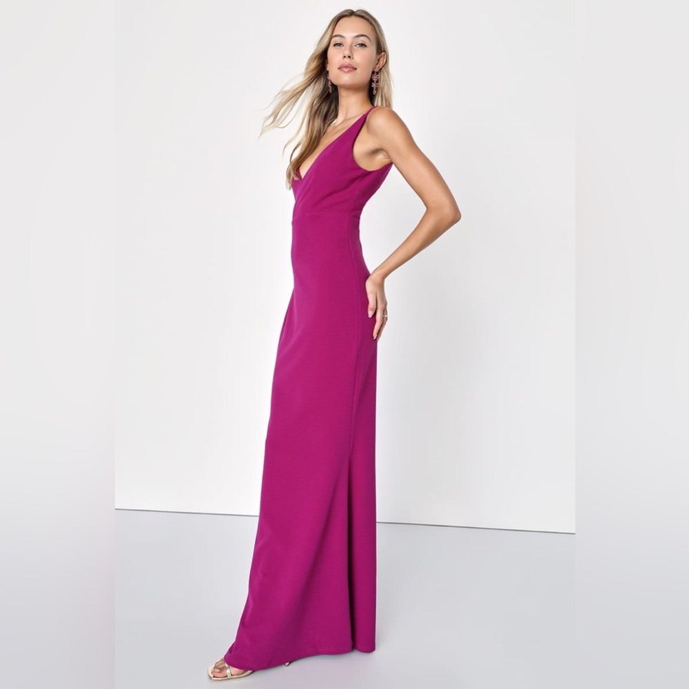 Lulus-Melora Magenta Sleeveless Maxi Dress (Medium)